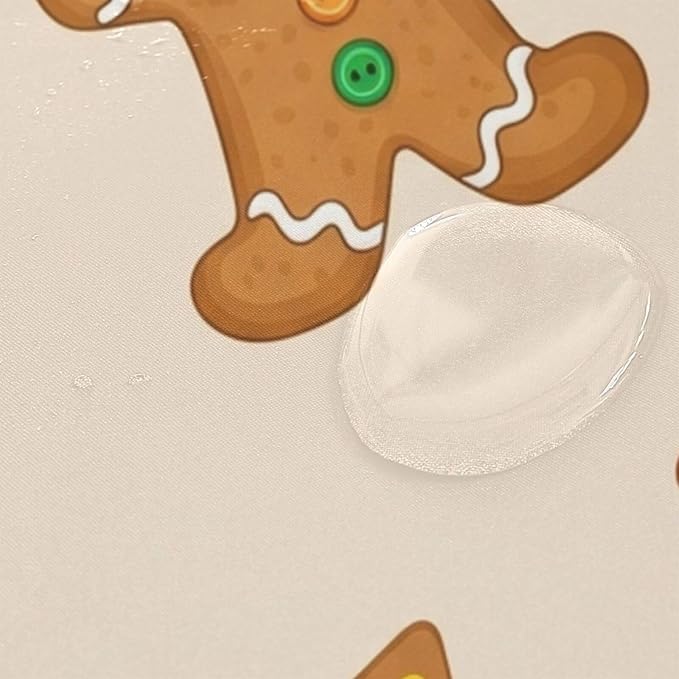 Christmas Gingerbread Beige Shower Curtain Liner 72×72 inch - Image 4