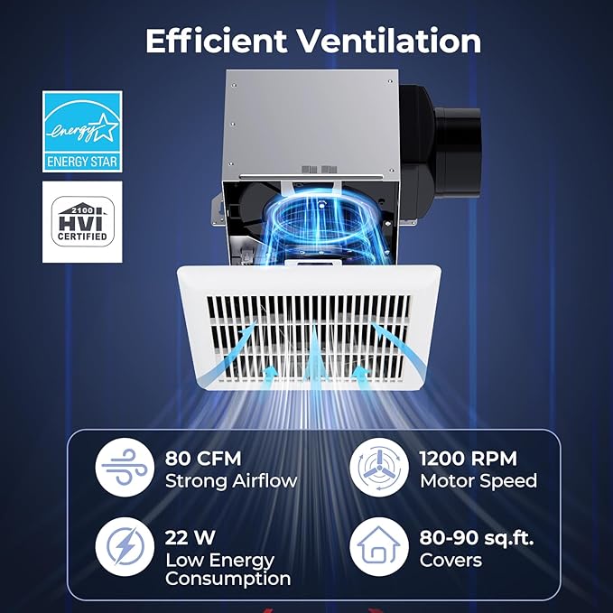 COSTWAY Bathroom Exhaust Fan, Ceiling Mount Ventilation Fan - Image 3