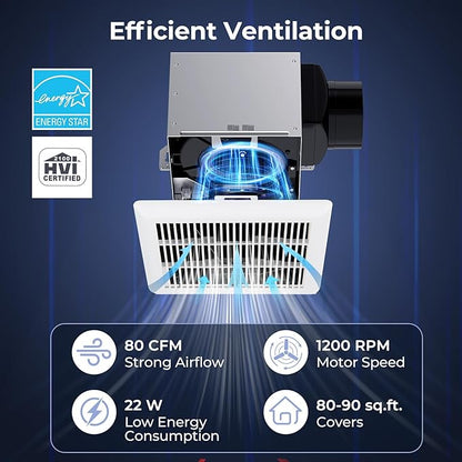 COSTWAY Bathroom Exhaust Fan, Ceiling Mount Ventilation Fan - Image 3