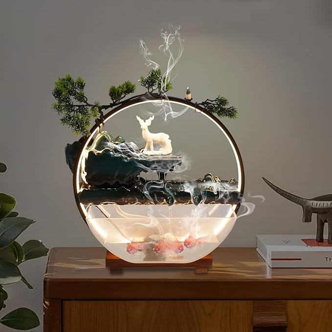 17Inch Mini Fish Tank Tabletop Decoration Indoor Waterfall Fountains Humidifier - Image 6