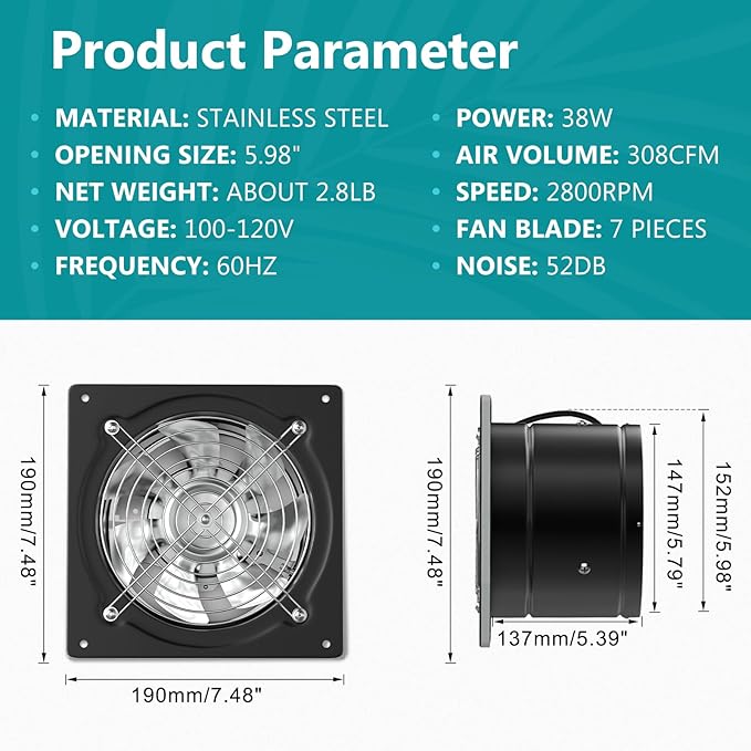 HG Power 6 Inch Exhaust Fan - Image 3