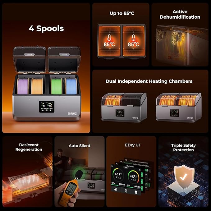 Creality Upgraded Filament Dryer 4 Spools, Space Pi X4 Filament Storage Box - Image 2