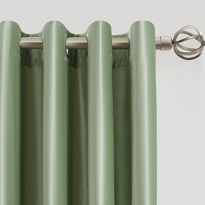 BULBUL Sage Green Velvet Curtains 84 inches Luxury Elegant Living Room Curtain - Image 2