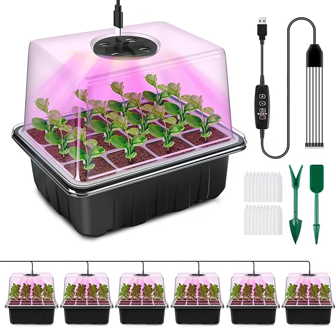 YAUNGEL Seed Starter Tray with Grow Light, 6 Pack Seed Starter Kit with Timing by YAUNGEL