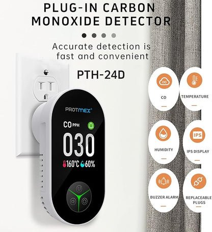 Protmex Carbon Monoxide Detector Plug in Wall, 3-in-1 Co Detector Monitor Air - Image 3