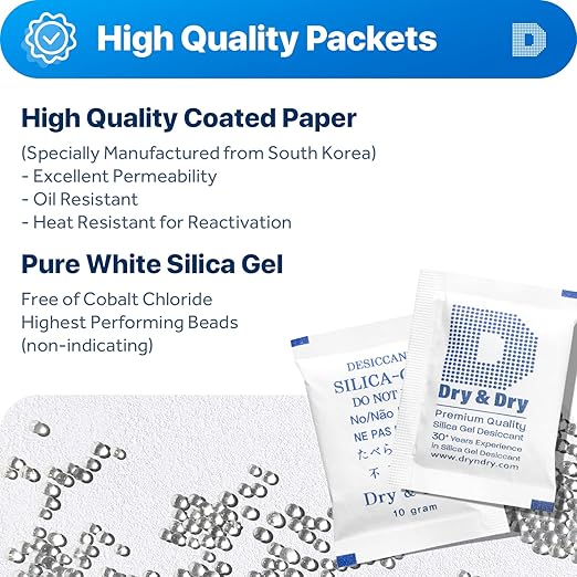 Dry & Dry 10 Gram Food Grade Silica Gel Packs Desiccant Packs, Silica Packets - Image 2