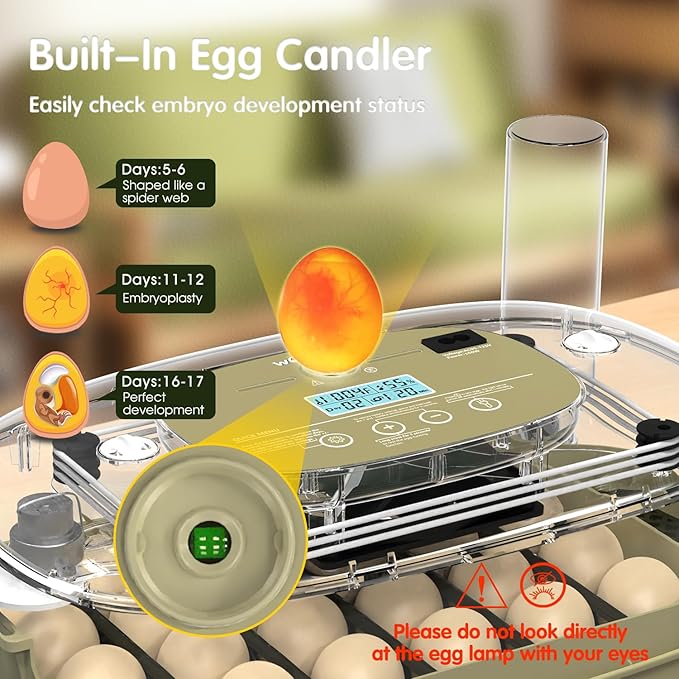 24 Egg Incubator with Automatic Turning, Temperature and Humidity Control - Image 6