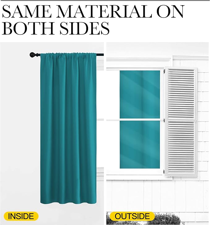 NICETOWN Blackout Curtains for Bedroom, Peacock Blue, 1 Pair, 70 by 63-inch - Image 5