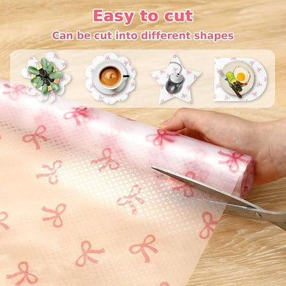 Pink Bow Refrigerator Liner Waterproof Fridge Shelf Mat Non-Adhesive Cabinet - Image 2
