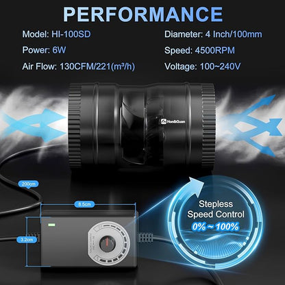 Hon&Guan 4 Inch Inline Booster Duct Fan - Image 6