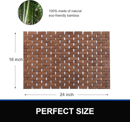 Bamboo Bath Mat Bathroom Rugs Floor Wood Shower Bathtub Waterproof Non Slip - Image 5