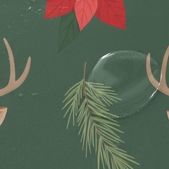 Christmas Deer Green Shower Curtain Liner 72×72 inch - Image 4
