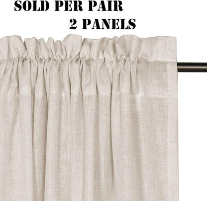 H.VERSAILTEX Pair Set Natural Linen Blended Window Treatment, Rod Pocket Top - Image 2