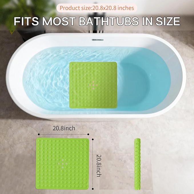 Anti-Slip Bathtub Shower mat, 20.8×20.8（Approximately 53×53cm） inch Soft - Image 3