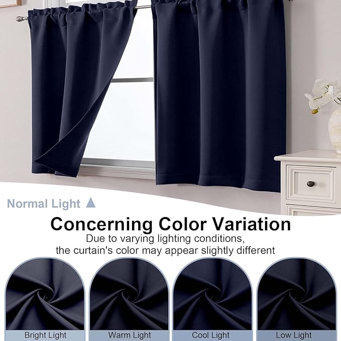 Chyhomenyc Navy Blue Short Blackout Curtains 36 Inch Length, Small Kitchen - Image 8