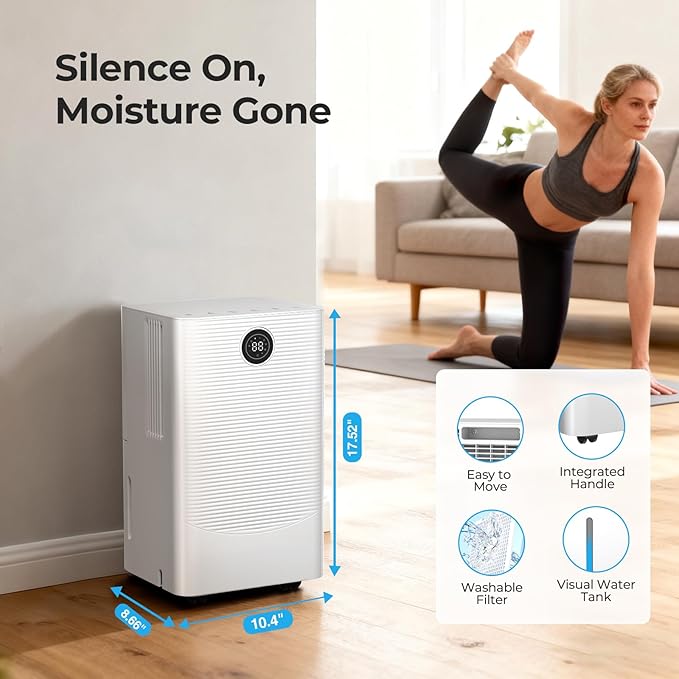 25 Pint Dehumidifier for Bedroom Bathroom Basement, 38dB Quiet, Precise - Image 7