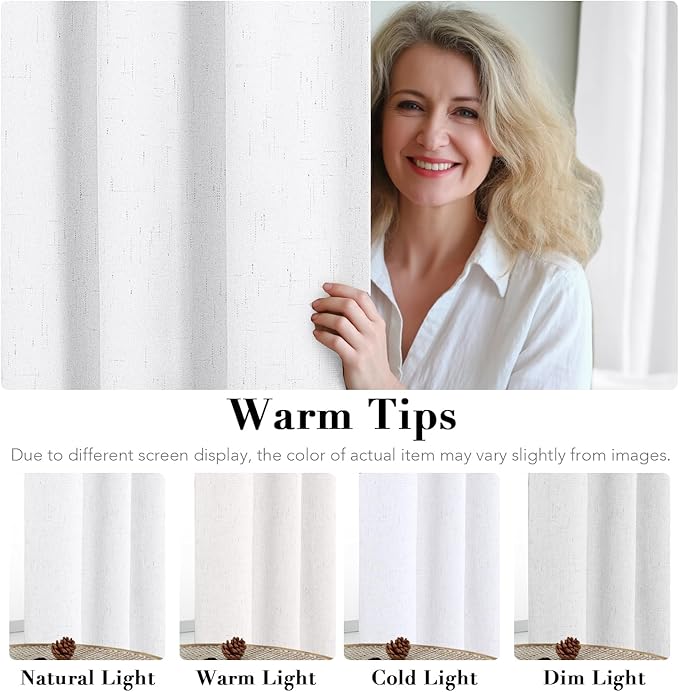 H.VERSAILTEX Primitive Linen Curtains 100% Blackout Curtain Drapes Burlap - Image 5