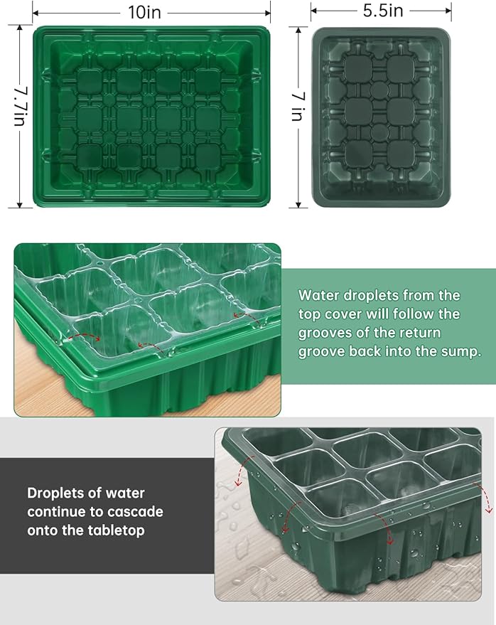 3-Pack Seed Starter Trays with Heat Mat, Seed Starter Kit with Grow Lights - Image 6