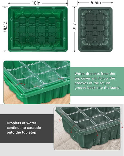 3-Pack Seed Starter Trays with Heat Mat, Seed Starter Kit with Grow Lights - Image 6