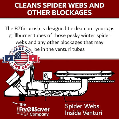 Gas Grill Venturi Tube Brush, Cleans Spider Webs, Food Build Up, Prevents Flare - Image 3