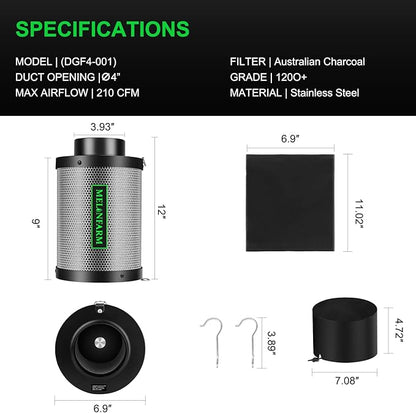 MELONFARM 4 Inch Air Carbon Filter Smelliness Control - Image 6