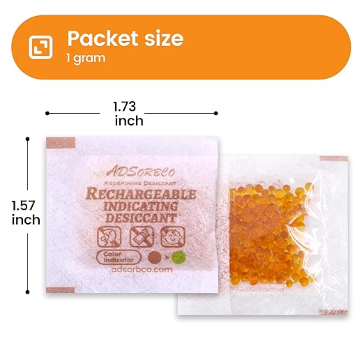 Adsorbco Rechargeable Desiccant, Indicating Silica Gel Packets, Moisture - Image 2