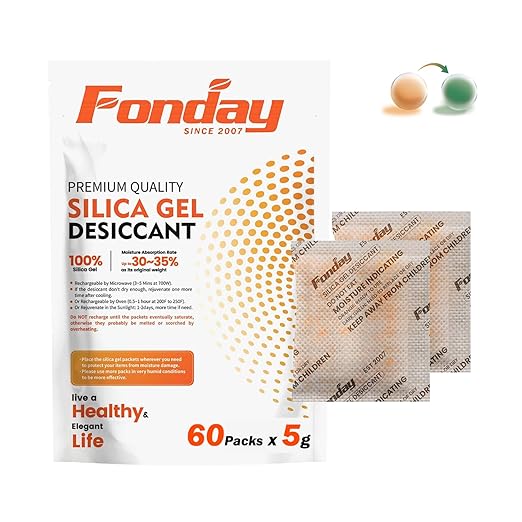 5g x 60 packs Fonday Rechargeable Silica Gel Desiccant Packets Food Grade Fast by Fonday
