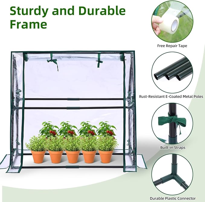 Mini Greenhouse for Indoor Outdoor: Ohuhu Tabletop Portable Green House - Image 4