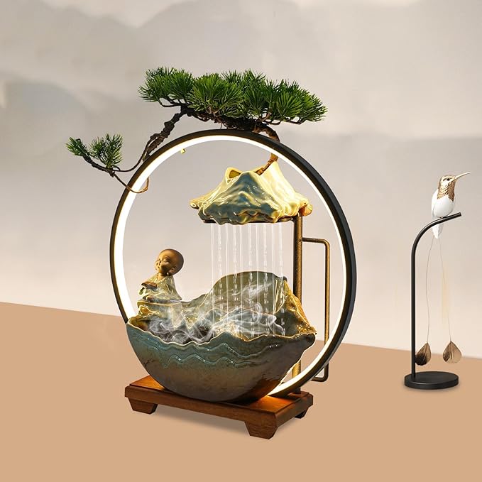 16In Bonsai Tree Statue Water Fountains Indoor Tabletop Waterfall Humidifier - Image 4