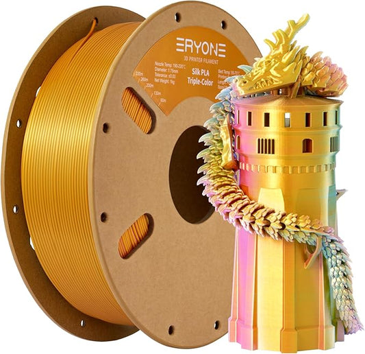 ERYONE Silk Tri Color PLA Filament 3D Printer 1.75mm +/- 0.03mm, by ERYONE
