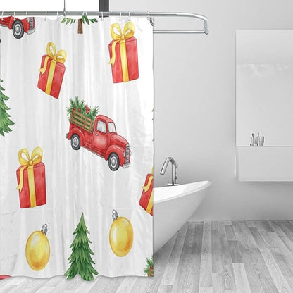 Car Christmas White Shower Curtain Liner 72×72 inch by Unknown