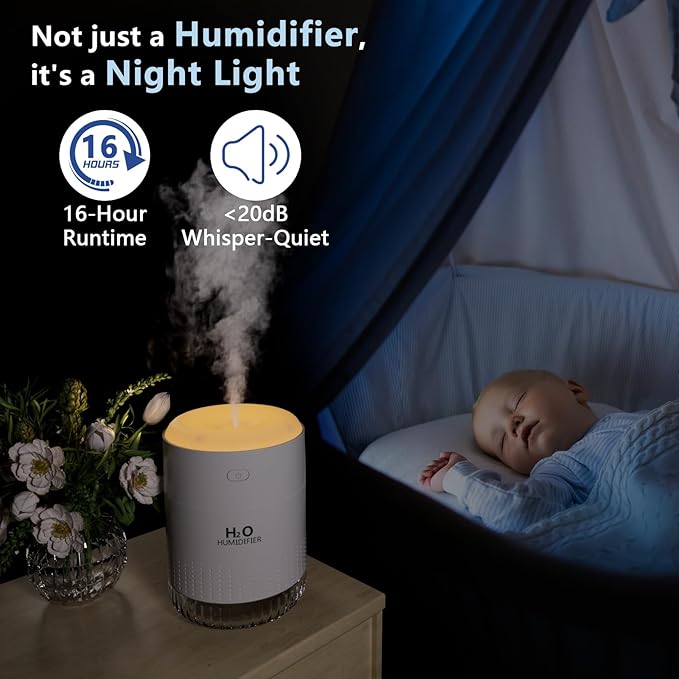 SZO Portable Mini Humidifier, 500ML USB Personal Cool Mist Humidifiers - Image 2