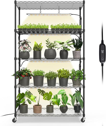 Bstrip Plant Shelf with Grow Light with Timer, Metal Plant Stand with by Bstrip