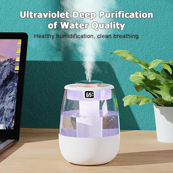 DONGKER Double Spray Humidifier, 1L Silent USB Digital Display Humidifier - Image 6