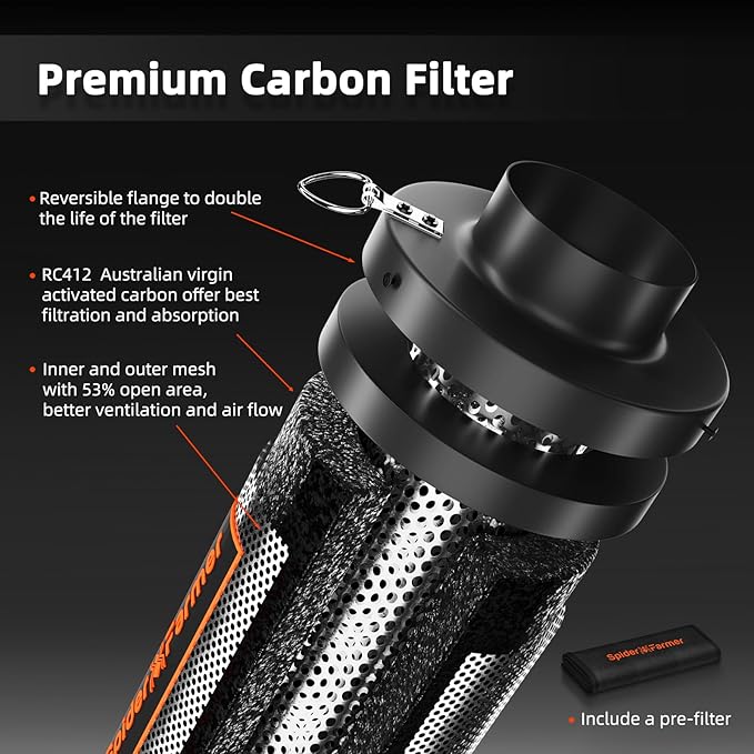 Spider Farmer 4 Inch Air Carbon Filrer Smelliness Control - Image 3