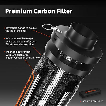 Spider Farmer Smart Air Filtration Kit 4", Inline Duct Fan, GGS Temperature - Image 8