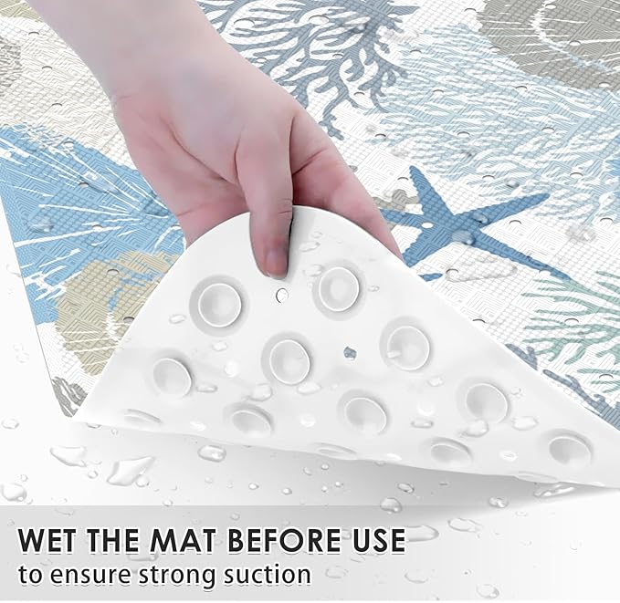 Sea Shells Coral Seashell Bath Mat Non Slip, Starfish Underwater 40X16 Inch - Image 3