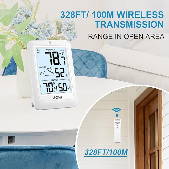 Indoor Outdoor Thermometer Wireless Weather Station, Internal External - Image 2