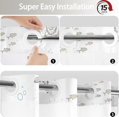 Extra Long No Hook Shower Curtain - Image 6