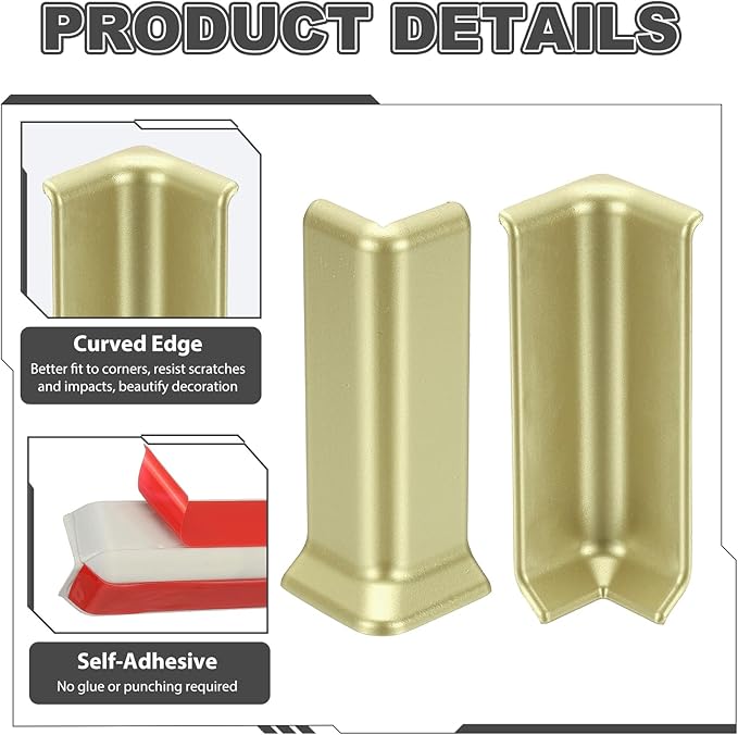 uxcell Self Adhesive Baseboard Corner Blocks, 4.07 Inch Wall Edge Corner - Image 4