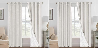 H.VERSAILTEX 100% Blackout Curtains Ivory, Linen Blackout Curtains 96 inch by HVERSAILTEX