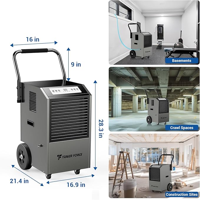 Traver Force Commercial Dehumidifier, 140 Pint Large Dehumidifier - Image 7