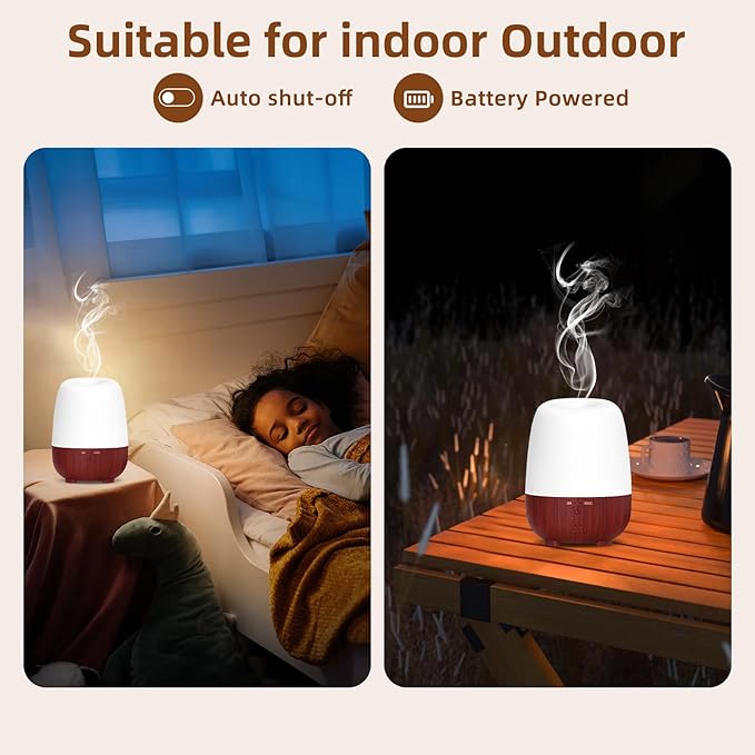 150ML Cordless Essential Oil Diffuser, Rechargeable Battery-Operated Quiet - Image 5