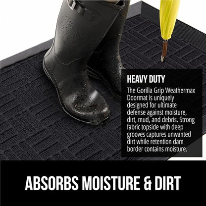 GORILLA GRIP 100% Waterproof All-Season WeatherMax Doormat 35x23, US Designed - Image 4