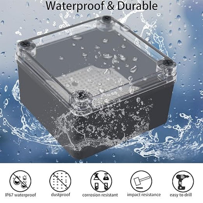 Junction Box, IP67 Waterproof ABS Black Project Box Clear Cover - Image 2