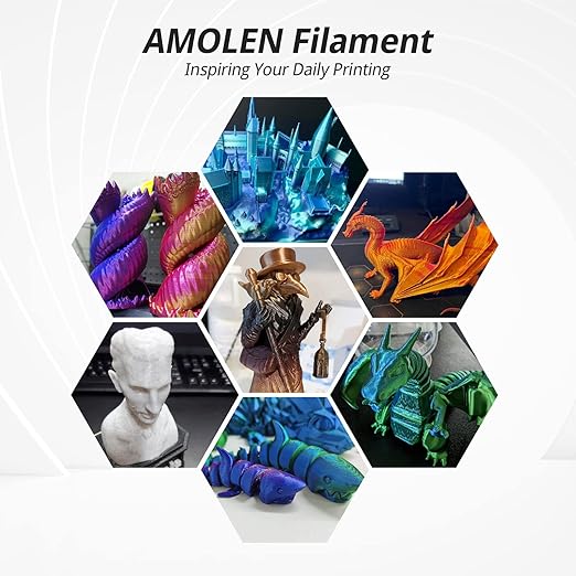 AMOLEN Silk 3D Printer Filament Bundle, PLA Filament 1.75mm Pack, Shiny 3D - Image 7