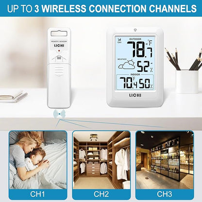 Indoor Outdoor Thermometer Wireless Weather Station, Internal External - Image 5