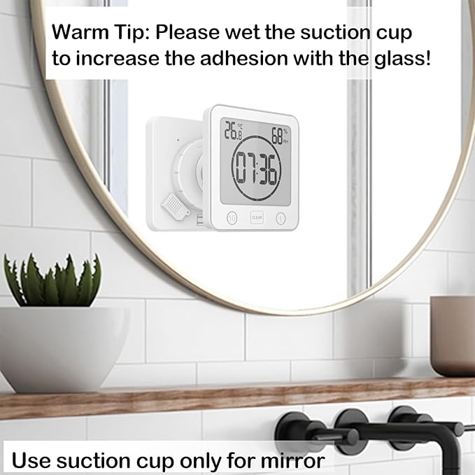 Waterproof Bathroom Wall Clock and Timer, Digital Water Resistant Hanging Timer - Image 2