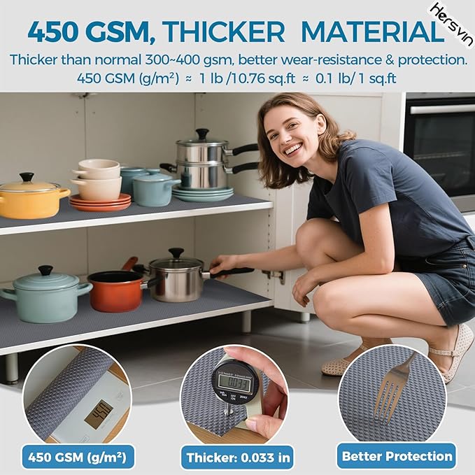 Hersvin Shelf Liners, 18in x 20ft Kitchen Drawer Mats, Non-Adhesive EVA - Image 2