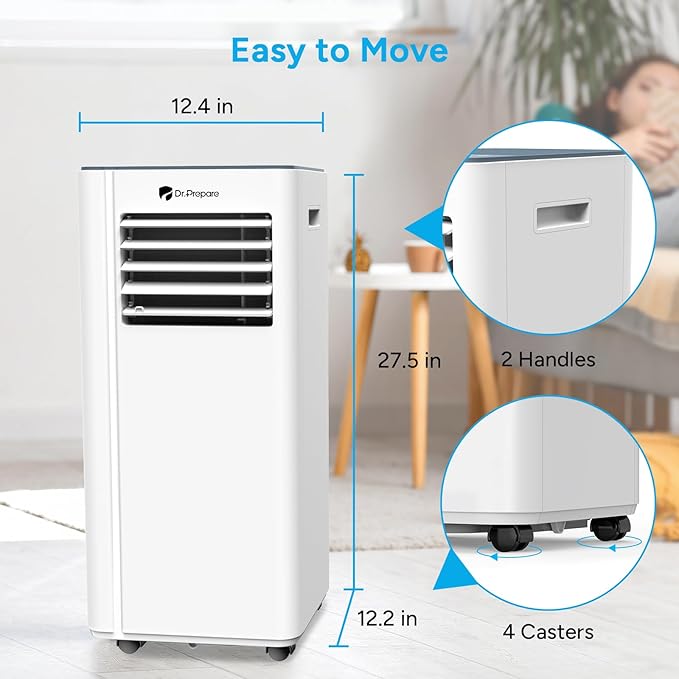 DR.PREPARE 8, 000 BTU Portable Air Conditioner, Dehumidifier, Fan & Sleep Modes - Image 7